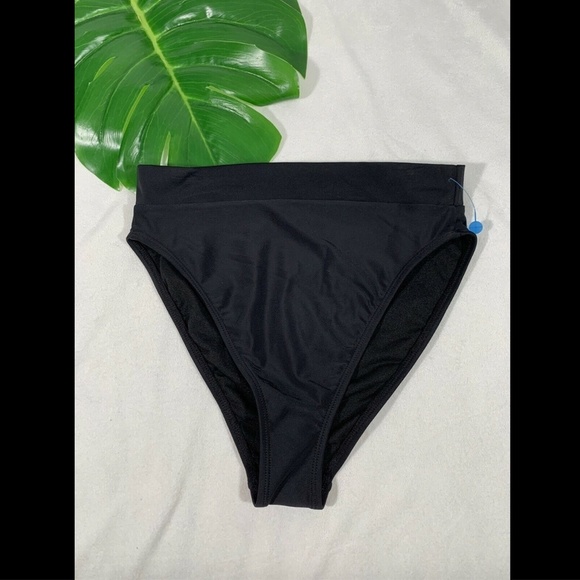 NEW $18 Xhilaration Black High Leg‎ High Waist Bikini Bottoms [ Small ] #3363 - Picture 2 of 11